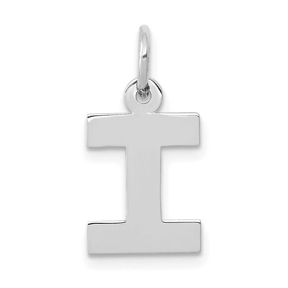 14k White Gold, Amanda Collection, Small Block Style Initial I Pendant - Picture 1 of 5